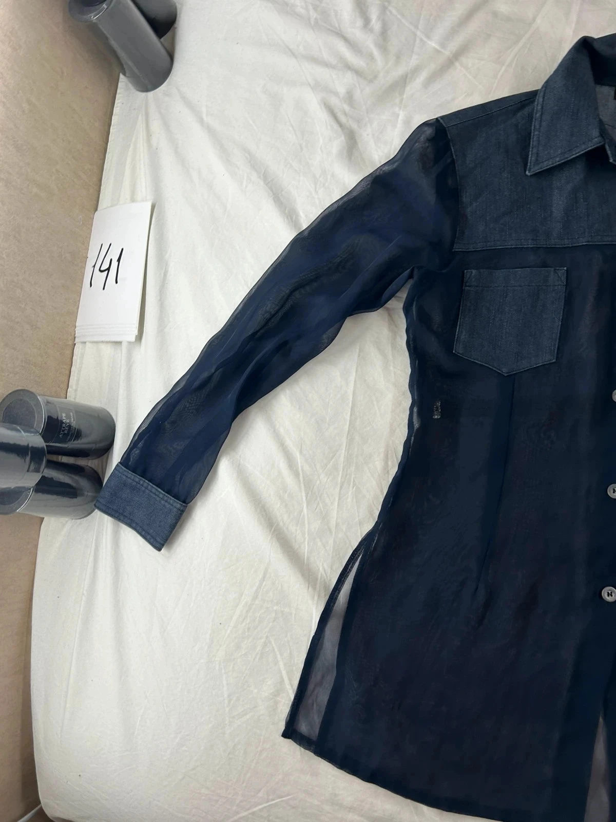 Camisa mujer, te amo azul marino efecto transparente vintage – photo 5